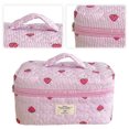 thumbnail image 6 of Quilted Strawberry Portable Make Up Bags Zipper Closure Travel Cosmetic Bags Large Skincare Brush Organizer Pouches for Women and Girls (L), 6 of 8