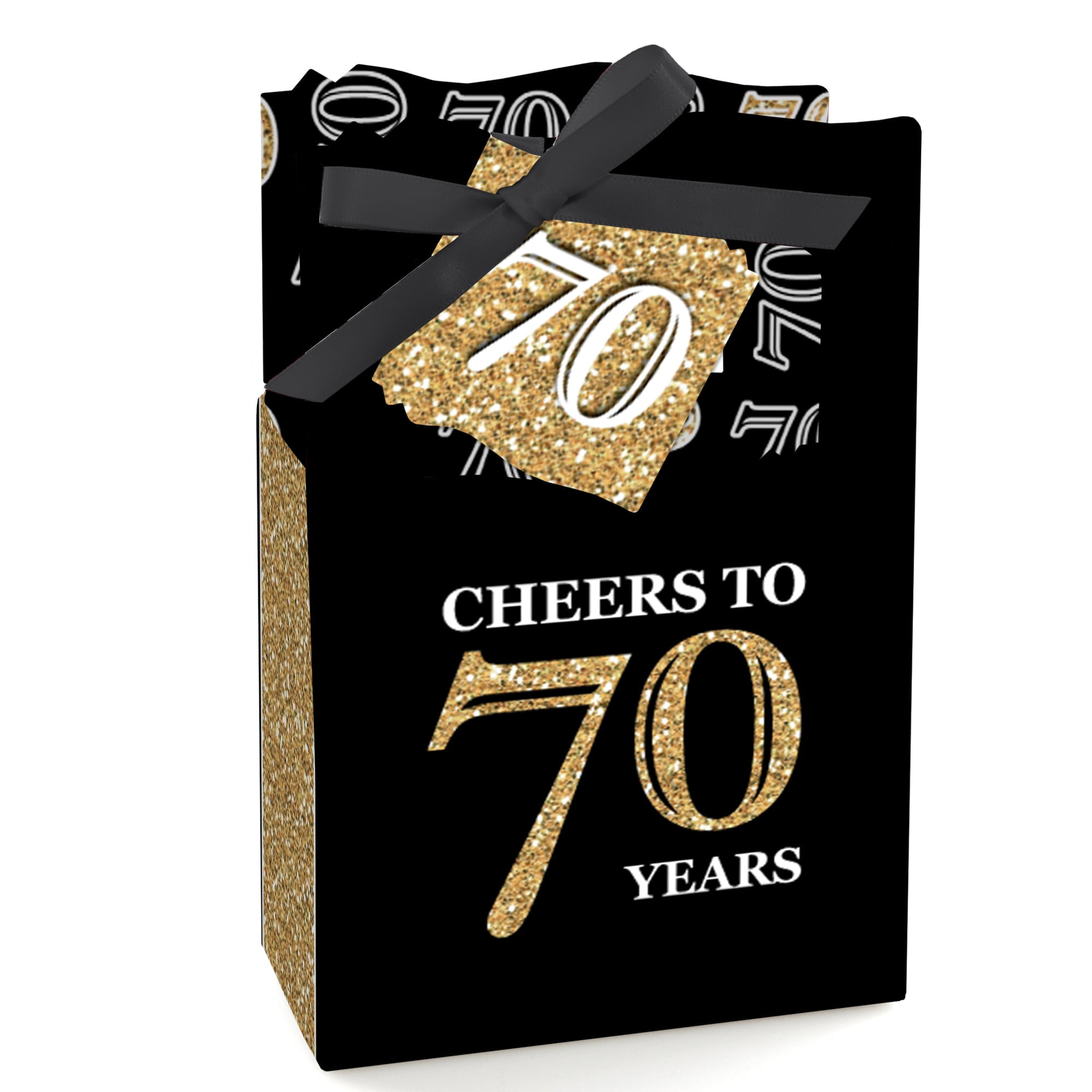 Adult 70th Birthday Gold Birthday Party Favor Boxes Set of 12