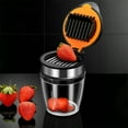thumbnail image 3 of Stainless Steel Fruit Slicer, Dingrich 4.13X2.36 inch Red Date Slicer with 8 Blades, Thick Press Strawberry Slicer with Transparent Visible Cup Body, Multi-Purpose Kitchen Fruit Slicer - Black, 3 of 8