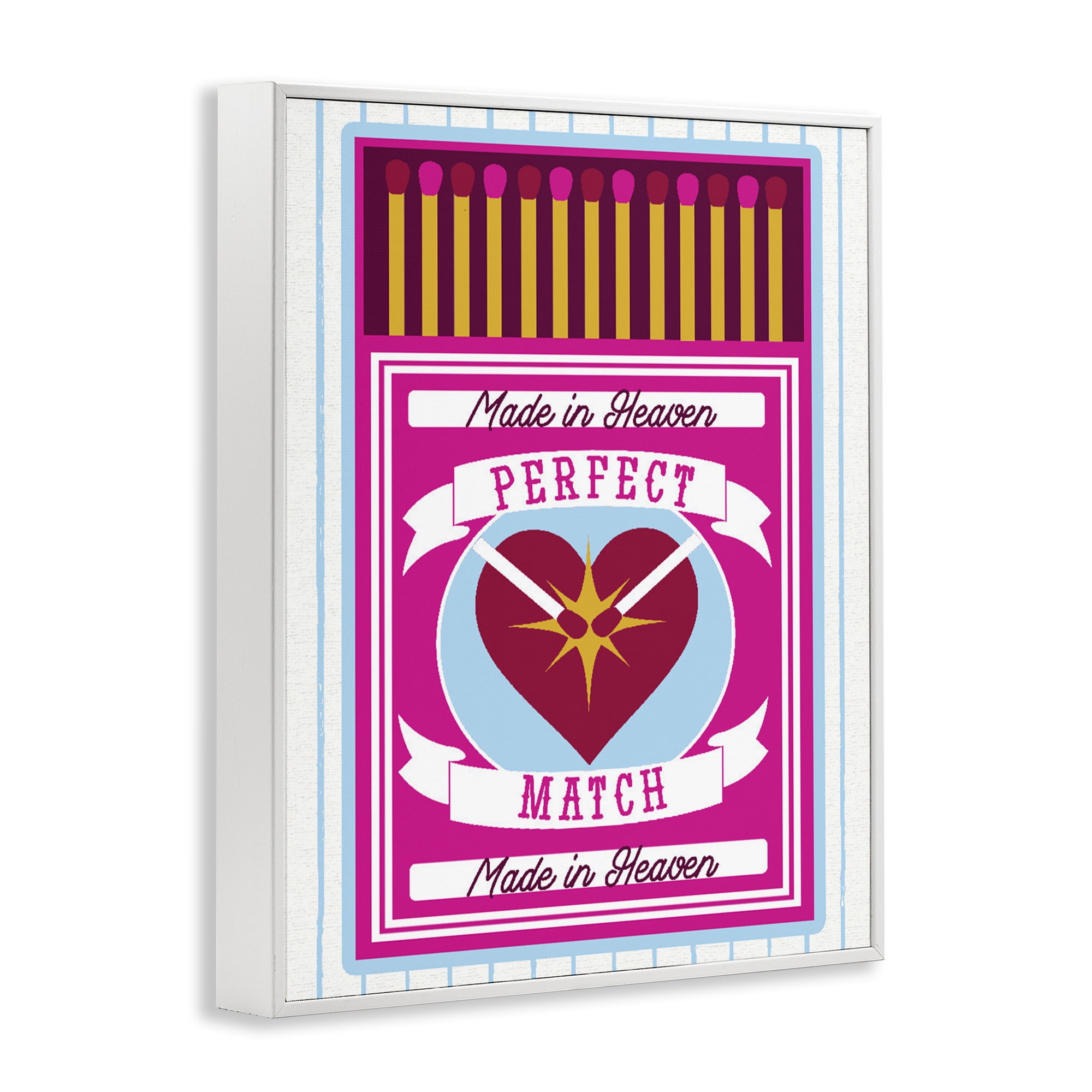 Stupell Industries Perfect Match Made In Heaven White Framed Giclee Art, design by Lil' Rue