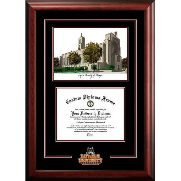 Campus Images IL970SG-1185 8.5 x 11 in. Loyola University Chicago Spirit Graduate Diploma Satin Mahogany Frame