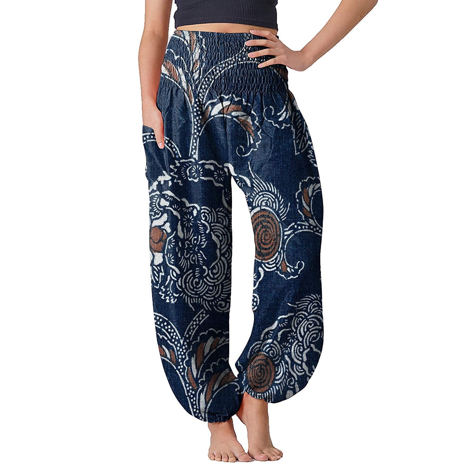 2DXuixsh Loose Yoga Pants for Women Petite Comfy Boho Pajama Pants Women's  Yoga Pants Loose Hippie Pants Boho Pajama Pants Top Look Workout Set