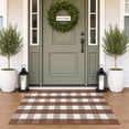 thumbnail image 5 of Brisasol Outdoor Rugs 3x5 Coffee and White Buffalo Plaid Checkered Rug Washable Front Door Mat Layered Door Mat for Porch Entryway Patio, 5 of 8