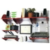 Wall Control Office Organizer Unit Wall Mounted Office Desk Storage and Organization Kit Metallic Wall Panels and Red Accessories