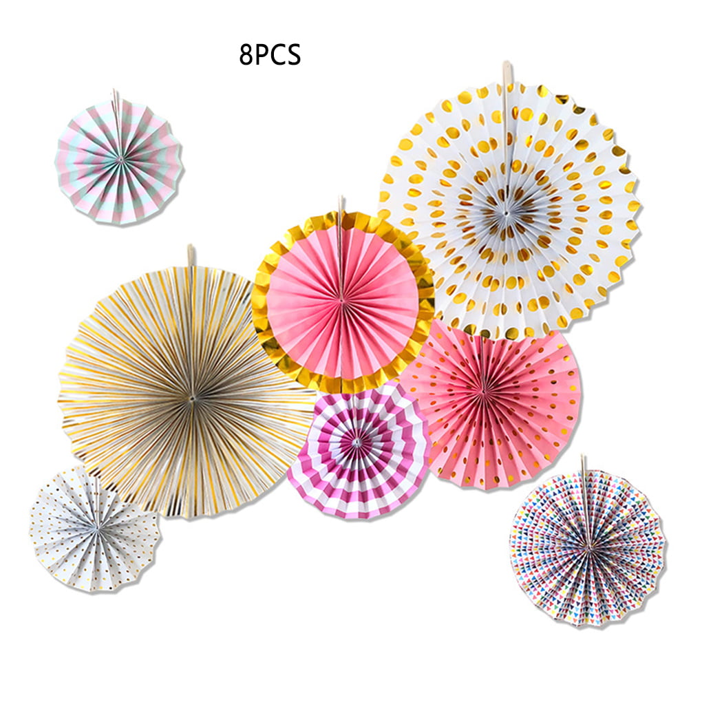 8 Pieces Foldable Fan Festival Wall Hanging Decoration Round Paper Fans  Birthday Party Favor Props Supply For Living Room Pink Gilding | Walmart  Canada