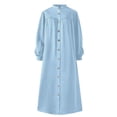 thumbnail image 3 of Vestido camisero Mujer Manga larga Bolsillo con botones Vestido de color sólido, Azul claro, XXL Kearding AP001453-29B, 3 of 7