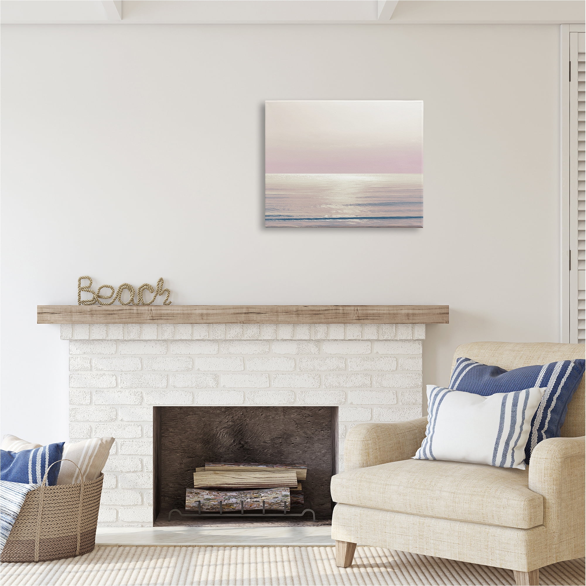 Stupell Industries Pastel Ocean Horizon Landscape Photography Gallery Wrapped Canvas Art Print Wall Art, 30 x 24