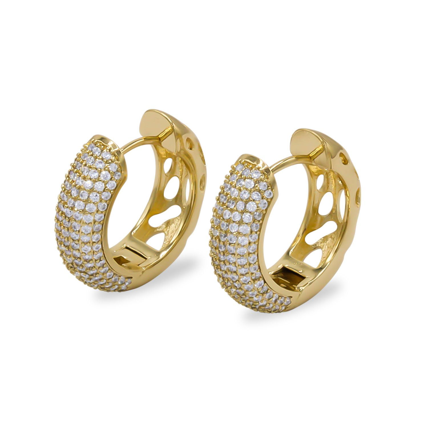 BéBérlini - Huggie Hoop Earrings Cubic Zirconia 14K Gold Filled Fashion