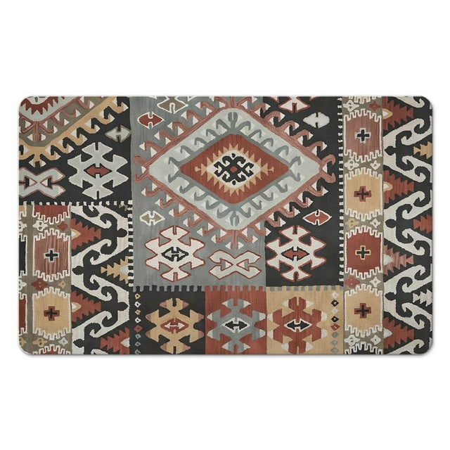 Experience the Comfort of our Boho Bathroom Rugs: Aztec Bath Mat, Non-Slip, Luxury Soft Absorbent Carpet in a Stunning Western Geometric Design, 20x32 Inch