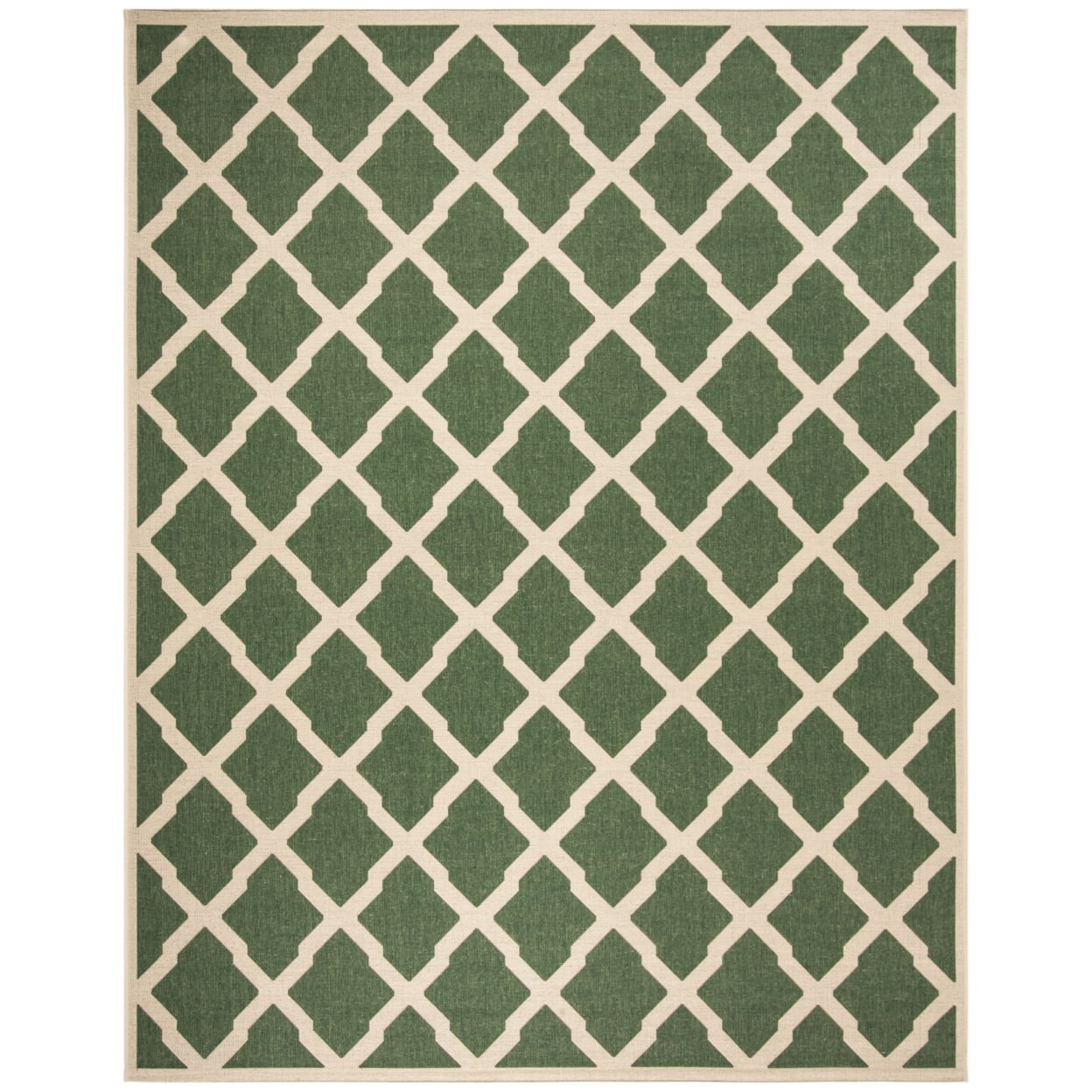 SAFAVIEH Beach House Talbot Geometric Indoor/Outdoor Area Rug, Green/Creme, 6'7" x 6'7" Square