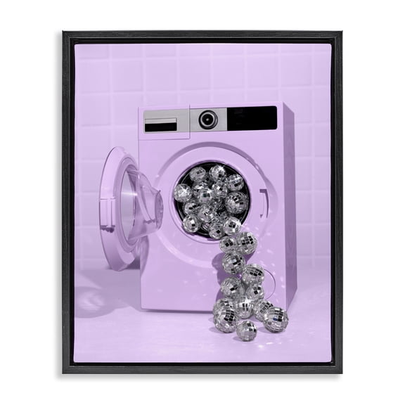 Stupell Industries Eclectic Disco Laundry Machine over Purple Black Floating Frame Canvas Art, 17 x 21, by LISH Creative