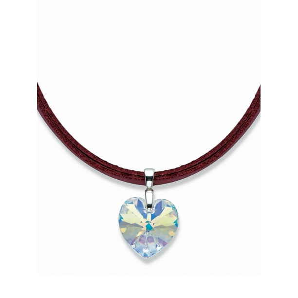 Palmbeach Jewelry Heart Shaped Yellow Crystal Pendant Necklace With Magnetic Red Leather Cord In Silvertone 18 Walmart Com Walmart Com