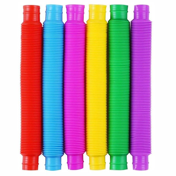 6 piezas de juguetes de tubo antiestrés coloridos, tubo elástico de plástico, juguetes sensoriales para aliviar el estrés, regalos para el desarrollo temprano de los niños
