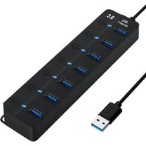 USB Hub 7-Port, USB Hub 3.0 Splitter with Individual On/Off Switches and Lights, 3.2ft/1m Long Cable Compatible with PC MacBook, Laptop, Surface Pro, PS4, PC, Flash Drive, Mobile HDD