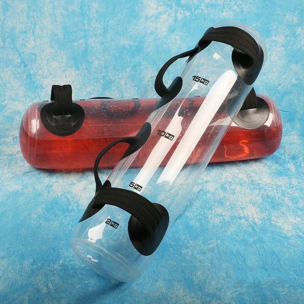 Bolsa de agua transparente para fitness, rellenable con agua, con pesas, suave, portátil, para entrenamiento de fuerza, bolsa inflable para levantamiento de pesas
