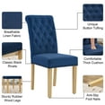 thumbnail image 6 of Foredo Fabric Dining Chairs Set of 2, Linen Upholstered Dining Chair with Tufted Back and Solid Wood Legs, Parsons Chair for Living Dining Room, Blue, 6 of 8
