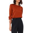thumbnail image 5 of INSPIRE CHIC Satin Blouse for Women Back to School Dressy Casual Boat Neck 3/4 Sleeve Work Shirt S Caramel, 5 of 7