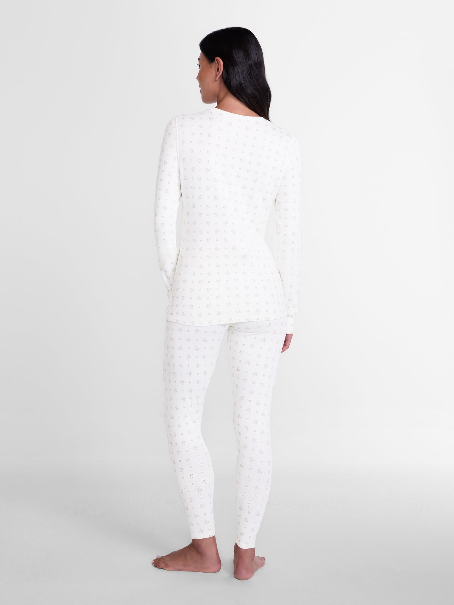 ClimateRight by Cuddl Duds Women's Pointelle Knit 2PC Top and Legging Thermal Base Layer Set, Sizes XS to 4X