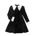 thumbnail image 1 of ZAXARRA Robe de Fête d'Automne pour Fille, Robe Patchwork à Col Rabattu, Manches Longues, Mode Décontractée, Robe de Princesse, 1 of 7