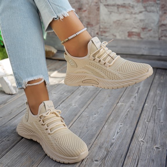 Women's Arch-support Walking Shoes, Breathable Mesh Running Sneakers with Slip Resistant Sole and Cushioning, Lightweight Comfortable Walking Shoes for Gym Work