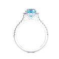 thumbnail image 3 of SuperJeweler 2 Carat Cushion Cut Blue Topaz and Halo Diamond Ring In Sterling Silver For Women, 3 of 5