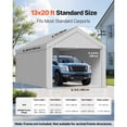 thumbnail image 2 of KFFKFF Carport Replacement Canopy, 13 x 20 ft Portable Garage Tent Cover with Side Panels, UV-Resistant & Waterproof, Durable Car Shelter Tarp with Ball Bungees, Grey, Frame Not Included, 2 of 9