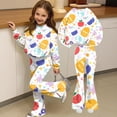 thumbnail image 6 of Grblisyd First Day of School Outfits for Girls Cute Stationery Print Crew Neck Long Sleeve Top and Flared Leg Pants Fall Clothing Set, 6 of 7
