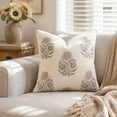 thumbnail image 3 of OCCOA Vintage Floral Print Throw Pillow Cover, Soft Linen Cushion Case for Sofa Couch Bed, 4 Colors Neutral Farmhouse Home Decor, Red, 3 of 7