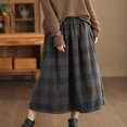 thumbnail image 5 of Giftesty Women's Autumn Winter Wool Blend Plaid Elastic High Waist A-Line Midi Skirt for Daily Casual Wear, 5 of 9