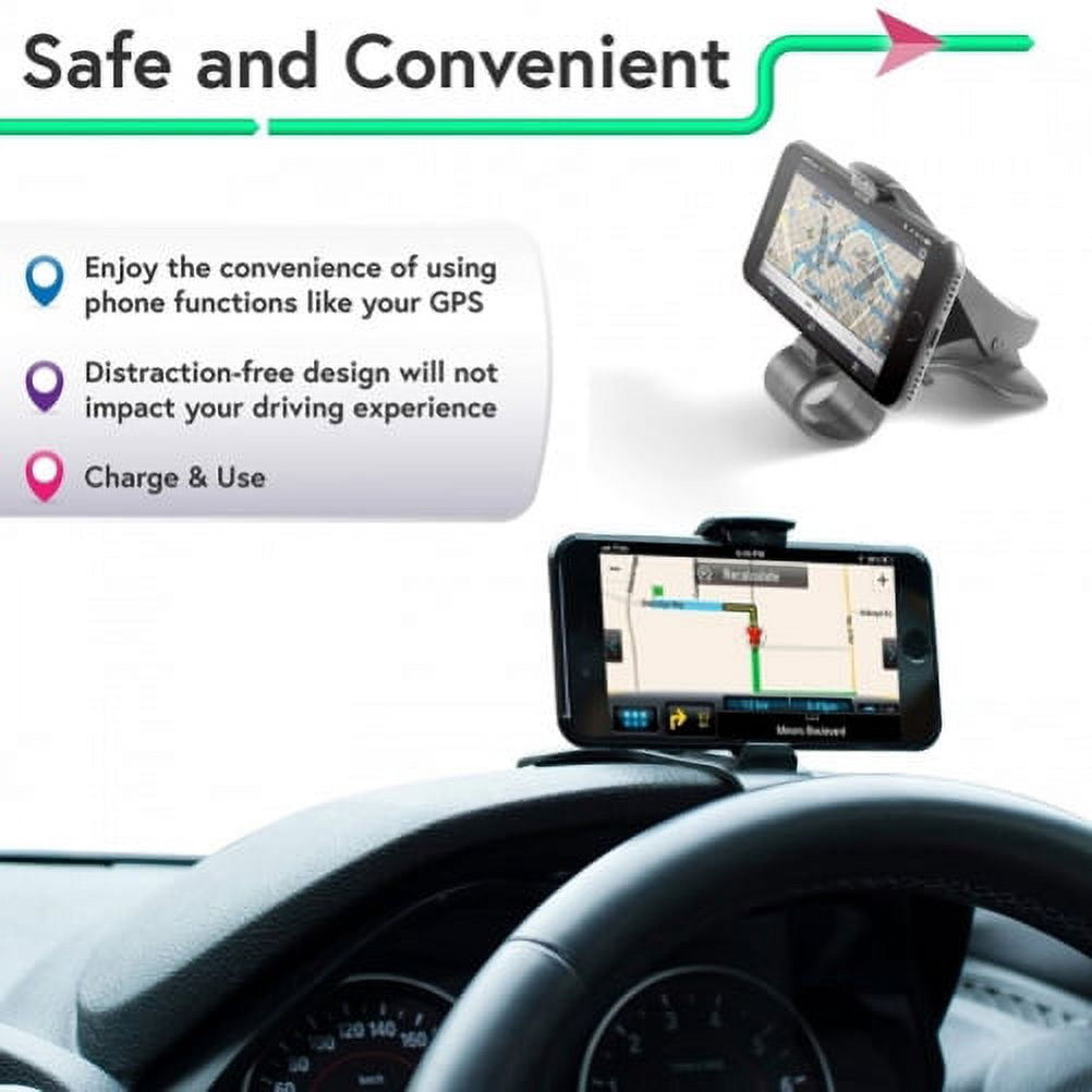 2-Port USB 30W Fast Charger w Non-Slip Dash Car Mount for LG G7 ThinQ, Stylo 4 Plus - Motorola One, Moto Z4 Z3 Play Z2 Play Z Play Droid Force Droid X4 G7 Power Play G6 - Nokia 8, 7.1