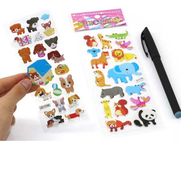 24 PC 5x7 Bulk Heart-Shaped Animal Sticker Sheets
