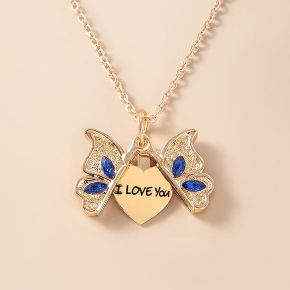 YYKihy I Love You Engraved Necklace Inspirational Butterfly Locket Necklace Jewelry Gift For Women Girlfriend