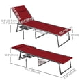 thumbnail image 3 of Outsunny Chaise Longue Pliante, Chaise de Bronzage Réglable à 5 Niveaux, Rouge, 3 of 10