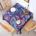 thumbnail image 2 of Blue Pioneer Flower and Paisley Pattern Square Tablecloth,Waterproof Square Table Cover,Wipeable Spillproof Washable Table Cover for Home Kitchen Party Decor 52"x52"(132x132cm), 2 of 6