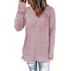 thumbnail image 1 of Blusas tipo túnica de punto gofre de manga larga para mujer, camisas casuales con cuello en V, suéteres holgados, 1 of 6