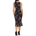thumbnail image 3 of INSPIRE CHIC Summer Floral Bodycon Dress for Women's Sleeveless Square Neck Ruched Mesh Fishtail Dresses XS Black, 3 of 6