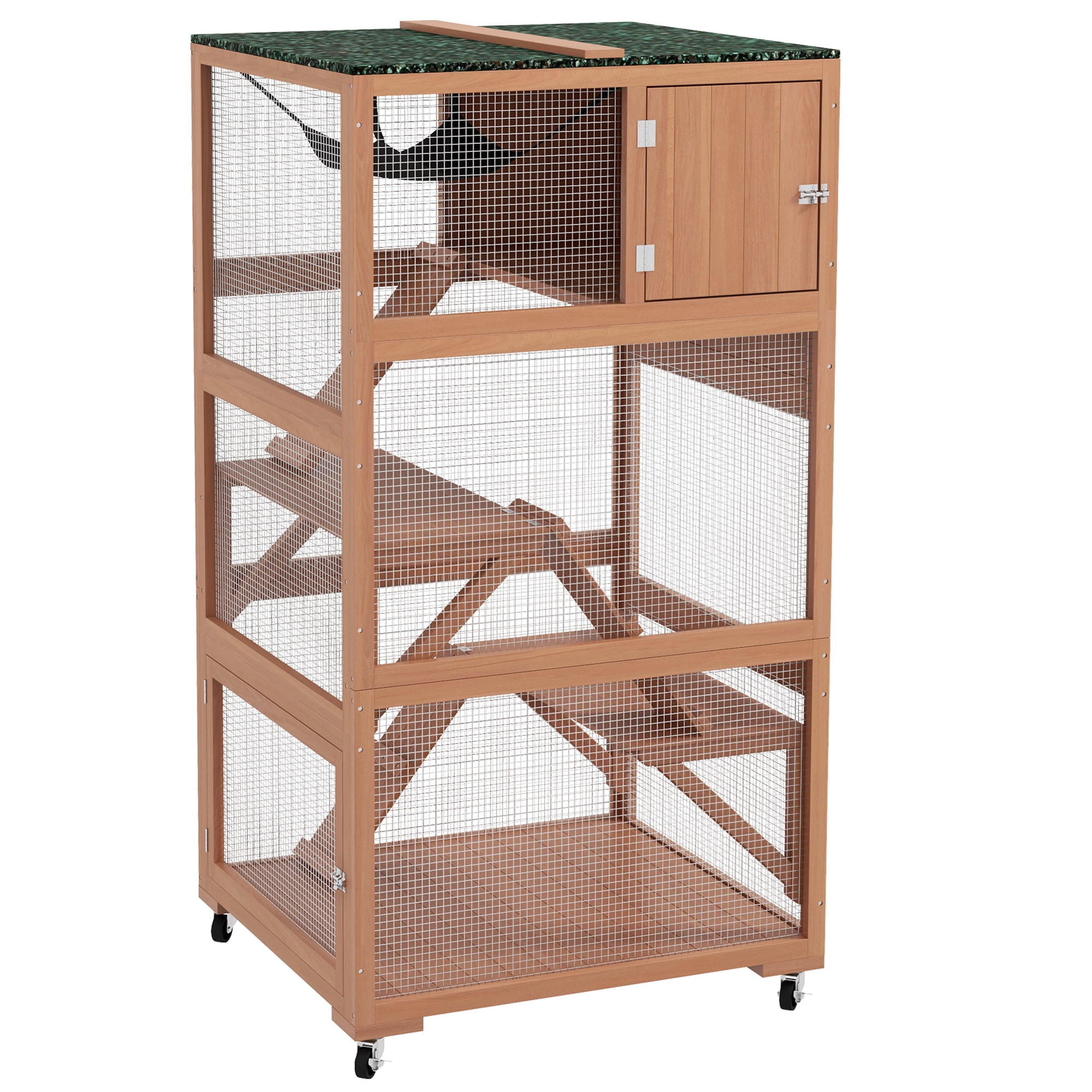 PawHut Catio, Outdoor Cat Enclosure House on Wheels with Hammock, Orange