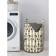 thumbnail image 3 of Geometric Laundry Bag, Old Fashioned Retro Circles and Rectangles Line Design, Hamper Basket with Handles Drawstring Closure for Laundromats, 13" x 19", Brown Apple Green, by Ambesonne, 3 of 4
