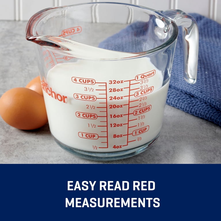 Anchor Hocking Glass Measuring Cup 4 Cup 32-Ounce with Handle and Spout -  Walmart.com