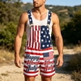 thumbnail image 2 of American Flag Overalls Men Shorts Loose Fit Festival Jumpsuits Patriotic Work Bibs Coveralls Casual Outdoor Summer Fourth of July Clothes, 2 of 5