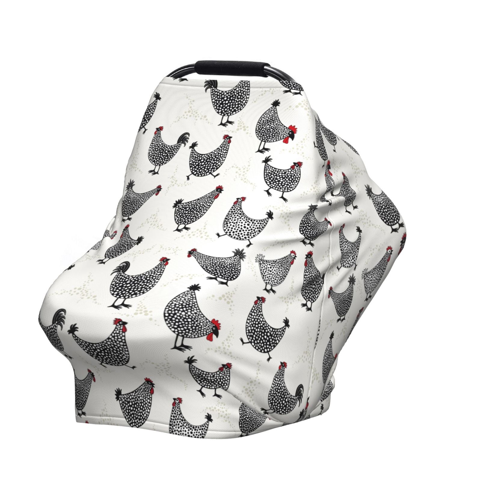 Fotbe Funny Chicken Pattern Car Seat Covers for Babies, Nursing Breastfeeding Cover Infant Carseat Canopy, Soft Stretchy Carrier Cover