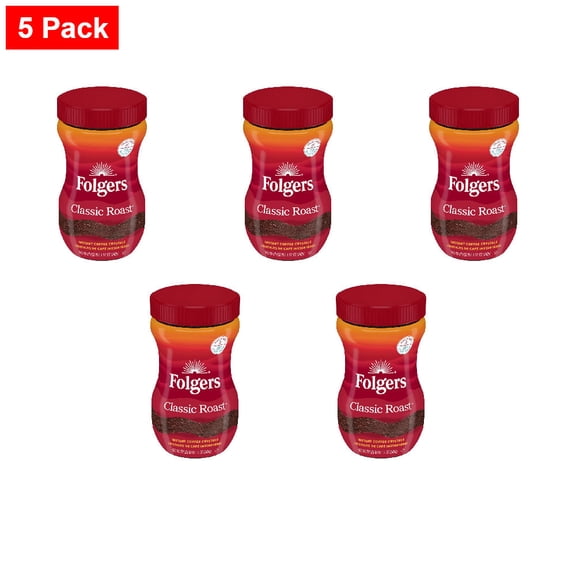 Folgers Classic Roast Instant Coffee 12 oz - 5 Pack