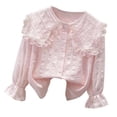 thumbnail image 4 of Toddler Girls Long Sleeve Shirts Elegant Ruffled Button Down Shirts School Tops Size 3-4T ,Red, 4 of 4