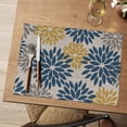 thumbnail image 3 of Sm:)e Floral Vinyl Placemats Set of 4, Heat Resistant Non-Slip Place mats for Dining Table, Washable Durable PVC Vinyl Woven Table Mats, Blue Yellow, 3 of 7