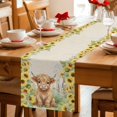 thumbnail image 5 of Farmhouse Yaks Table Runner 90 Inches, Country Vintage Sunflowers Floral Beige Bed Runner Dresser Scarves Tabletop for Indoor Outdoor Parties/Ceremony/Banquet, 13" x 90", 5 of 9