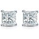 thumbnail image 1 of JeenMata Pendientes Tipo Botón Solitario con Diamante de Talla Princesa de 1 Quilate y 4 Puntas, Chapado en Oro Blanco de 18 K sobre Plata, 1 of 4