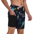 thumbnail image 2 of Kdxio Space Print Men'S Swim Trunks With Compression Liner 7 Inch Inseam Quick Dry Swim Shorts, 2 of 7