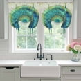 thumbnail image 5 of Blue Green Seagrass Tie Up Curtain 45 Inches Long, Vintage Art Watercolor Texture Balloon Style Kitchen Window Curtain Over Sink, Small Window Rod Pocket Curtain 42"x45", 5 of 9