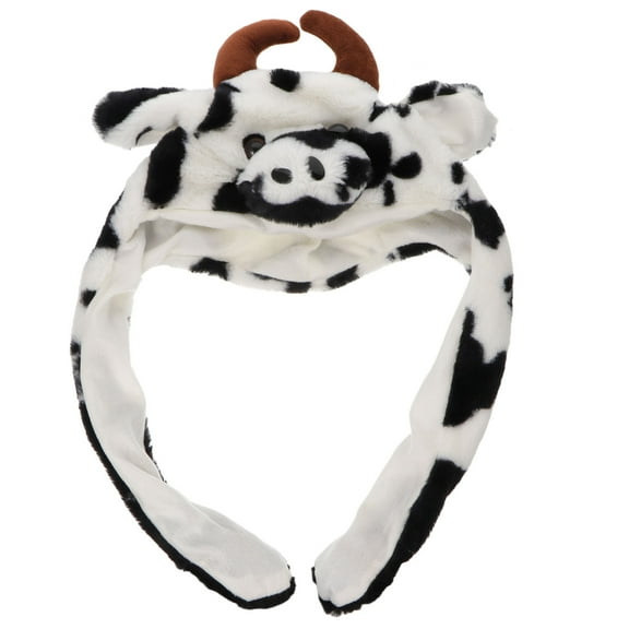 CRILSTYLEO 1Pc Creative Performance Cow Shape Party Cap with Moveable Ears and Construction