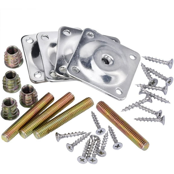 4PCS Leg Mounting Plates with Screws for Sofa Couches Tables Furniture Legs Brackets Hardware Attachment Plates Brackets M8 T-Plates